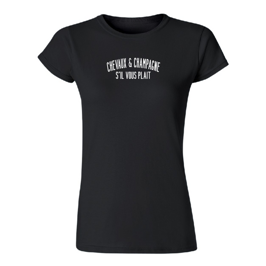 Chevaux & Champagne S'il Vous Plait T-Shirt | Onyx